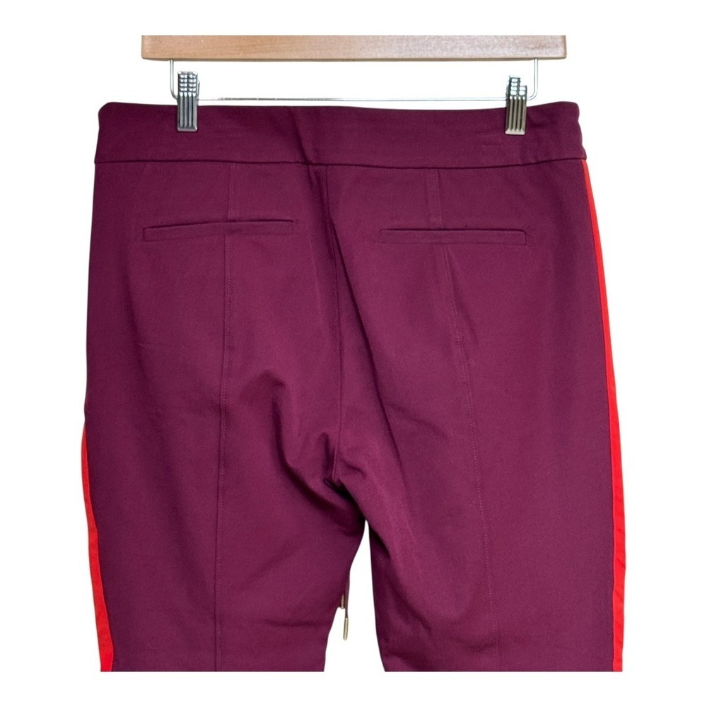 Anthropologie Essential Slim Burgundy Red Stripe Track Pants Trousers Women US 8 - Picture 5 of 8